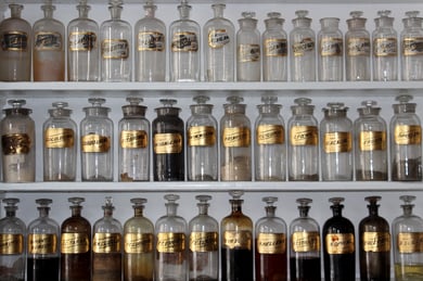 various types of remedies displayed on the shelf